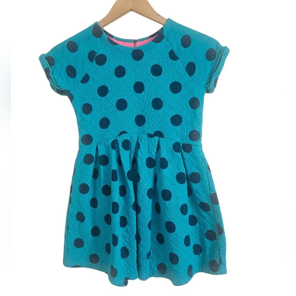 Cat & Jack Girls Teal Navy Blue Polka Dot Dress, Size M‎ (7-8)